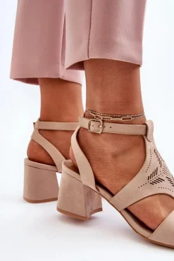 Sandały Na Niskim Obcasie Nude Eleriva