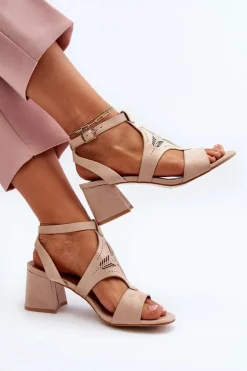 Sandały Na Niskim Obcasie Nude Eleriva