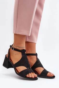 Sandały Na Niskim Obcasie Czarne Eleriva