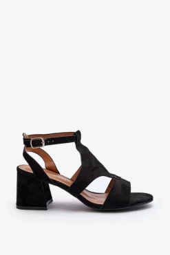 Sandały Na Niskim Obcasie Czarne Eleriva