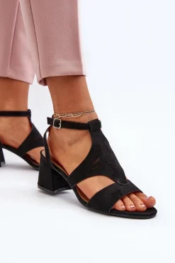 Sandały Na Niskim Obcasie Czarne Eleriva