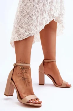Sandały Na Obcasie Beżowe Individual