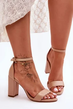 Sandały Na Obcasie Beżowe Individual