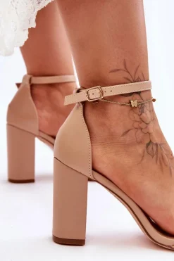 Sandały Na Obcasie Beżowe Individual