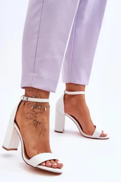 Sandały Na Obcasie Białe Individual