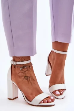 Sandały Na Obcasie Białe Individual