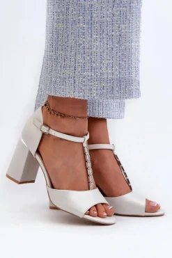 Sandały Na Obcasie Z Cyrkoniami Srebrne Aniya