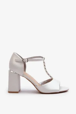 Sandały Na Obcasie Z Cyrkoniami Srebrne Aniya