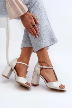 Sandały Na Obcasie Z Cyrkoniami Srebrne Aniya