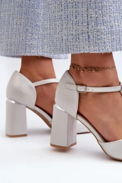 Sandały Na Obcasie Z Cyrkoniami Srebrne Aniya