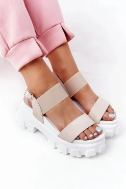 Sandały Na Platformie Beżowe Vagabond