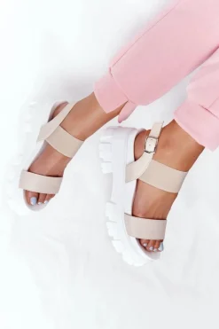 Sandały Na Platformie Beżowe Vagabond