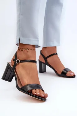 Sandały Na Słupku Czarne Glindra