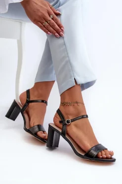 Sandały Na Słupku Czarne Glindra