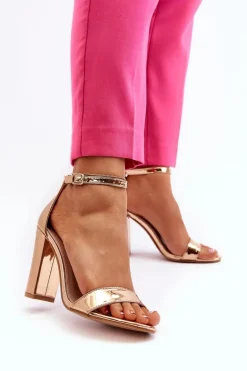 Sandały Na Słupku Różowe Złoto Thakko