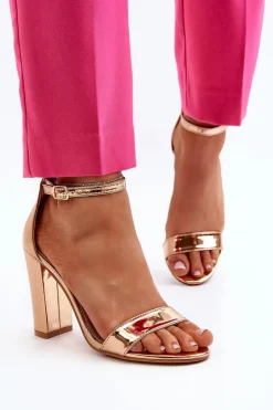 Sandały Na Słupku Różowe Złoto Thakko