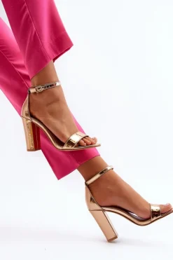 Sandały Na Słupku Różowe Złoto Thakko