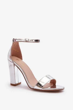 Sandały Na Słupku Srebrne Thakko