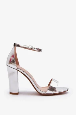 Sandały Na Słupku Srebrne Thakko