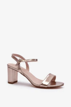 Sandały Na Słupku Szampańskie Glindra