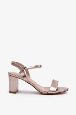 Sandały Na Słupku Szampańskie Glindra