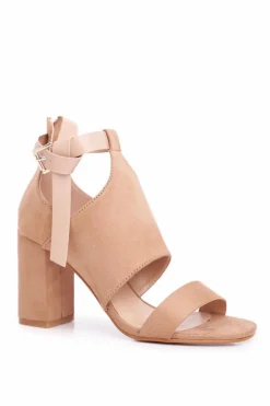 Sandały Na Słupku Z Cholewką Vinceza 20-17054 Beżowe