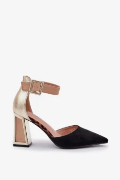 Sandały Na Słupku Ze Szpiczastymi Noskami Czarne Gekkaria