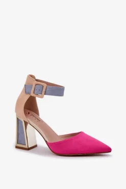 Sandały Na Słupku Ze Szpiczastymi Noskami Fuksja Gekkaria