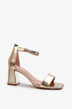Sandały Na Słupku Złote Pholia