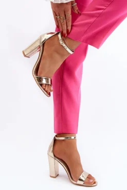 Sandały Na Słupku Złote Thakko