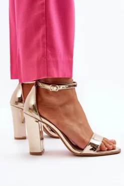 Sandały Na Słupku Złote Thakko