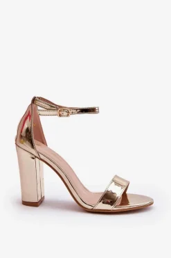 Sandały Na Słupku Złote Thakko