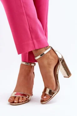 Sandały Na Słupku Złote Thakko