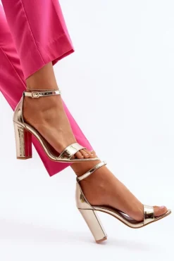 Sandały Na Słupku Złote Thakko