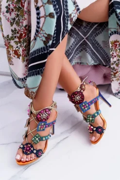 Sandały Na Szpilce Dżety Ćwieki Rockers Wielokolorowe