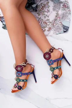 Sandały Na Szpilce Dżety Ćwieki Rockers Wielokolorowe