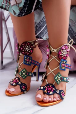 Sandały Na Szpilce Dżety Ćwieki Rockers Wielokolorowe