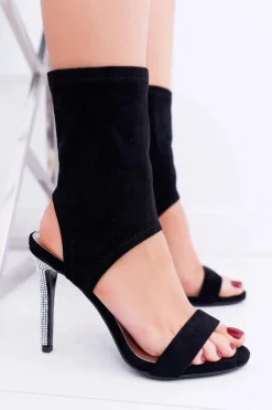 Sandały Na Szpilce Z Cyrkoniami Lu Boo Czarne