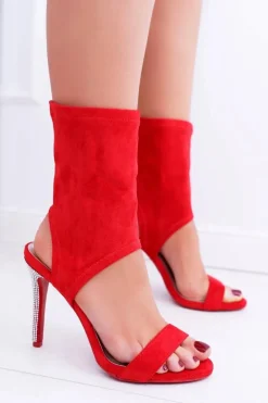 Sandały Na Szpilce Z Cyrkoniami Lu Boo Czerwone