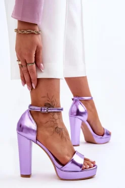 Sandały Na Wysokim Obcasie Fioletowe Mandy