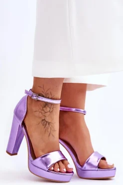 Sandały Na Wysokim Obcasie Fioletowe Mandy