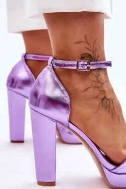 Sandały Na Wysokim Obcasie Fioletowe Mandy