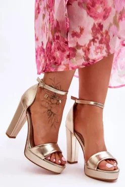 Sandały Na Wysokim Obcasie Złote Mandy