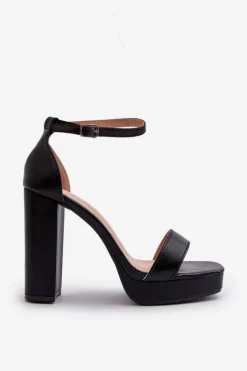 Sandały Na Wysokim Obcasie Słupku Czarne Trewenna
