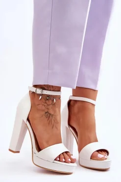 Sandały Na Wysokim Obcasie Białe Mandy