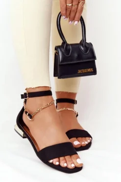 Sandały Na Złotym Obcasie Vinceza 21-17119 Czarne