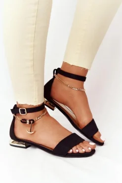 Sandały Na Złotym Obcasie Vinceza 21-17119 Czarne