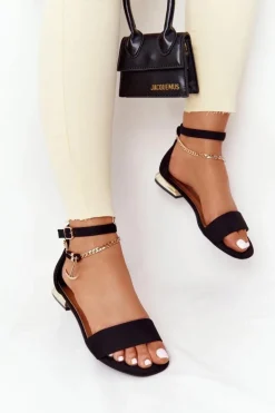 Sandały Na Złotym Obcasie Vinceza 21-17119 Czarne