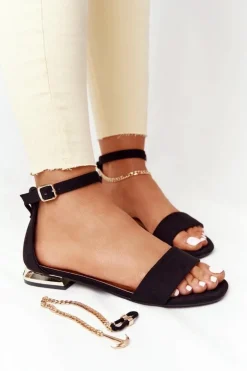 Sandały Na Złotym Obcasie Vinceza 21-17119 Czarne