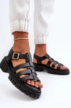 Sandały Rzymianki Damskie Czarne Rosarose